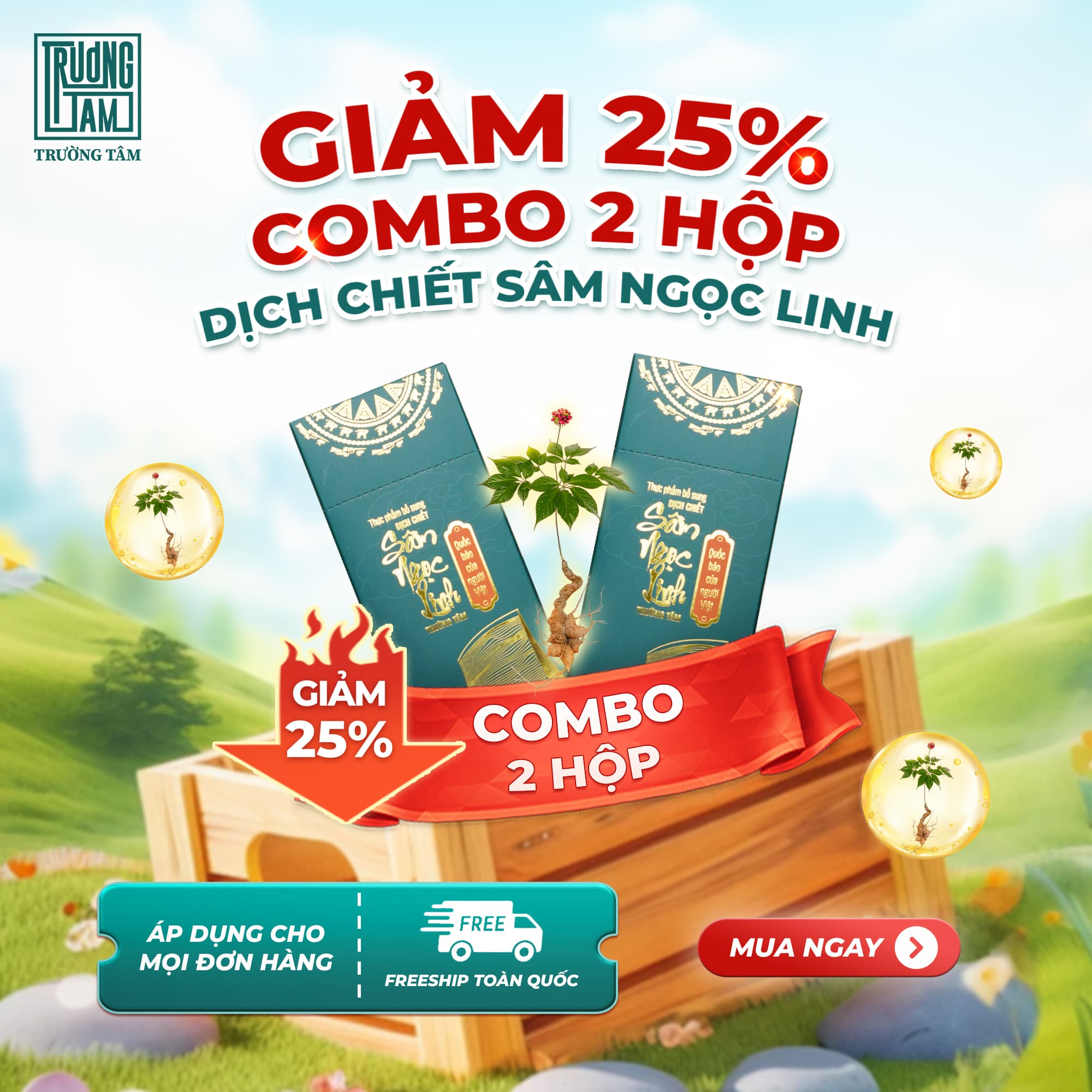 Combo 2 hộp Dịch chiết Sâm Ngọc Linh Trường Tâm